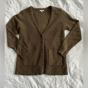 Madewell 100% Merino Wool Olive Button-Up Women's Cardigan